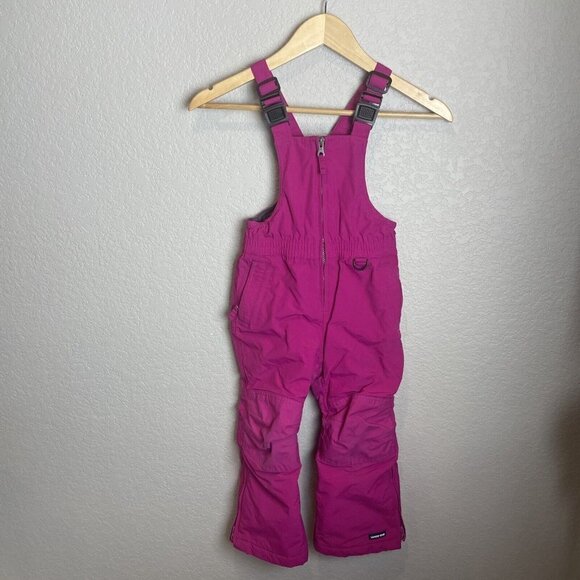 Lands End Girls Ski Snowboard Snow Bibs Pants Overalls Size 4 Pink Insulated - Picture 2 of 8